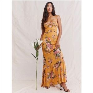 NWOT REFORMATION Jasen Yellow Floral Maxi Dress Worn TWICE!